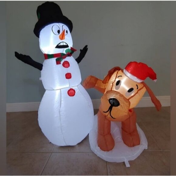 Christmas Decorations 4 FT Inflatable Snowman Peeing Dog Holiday Decor